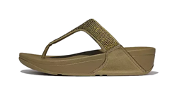 LULU CRYSTAL SANDALI INFRADITO IN PELLE METALIZZATA CON BRILLANTINI METALLIC CAMO GREEN